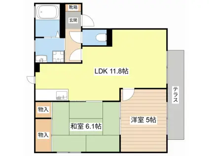 シティパレスII(2LDK/1階)の間取り写真