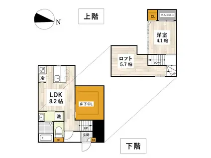 ADC琴平ブルク(1LDK/2階)の間取り写真