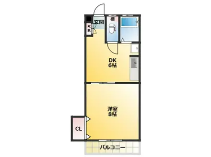 山友ビル(1DK/2階)の間取り写真
