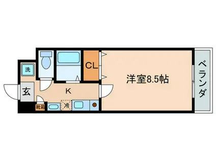 ルミエール吉岡(1K/2階)の間取り写真