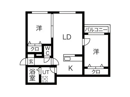 ハピネス八軒(2LDK/4階)の間取り写真