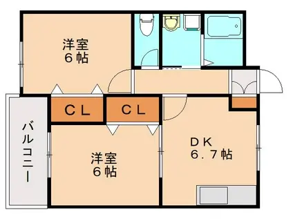 プレステージ陣原(2DK/2階)の間取り写真