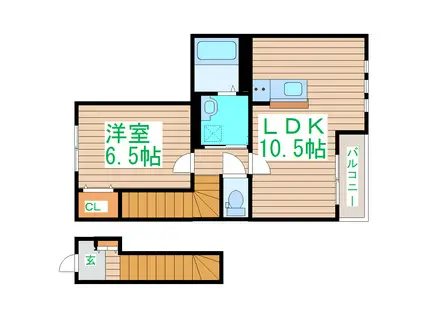 E・GOEN荒井(1LDK/2階)の間取り写真