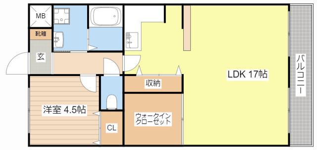 ラポート西大津(1SLDK/1階)の間取り写真