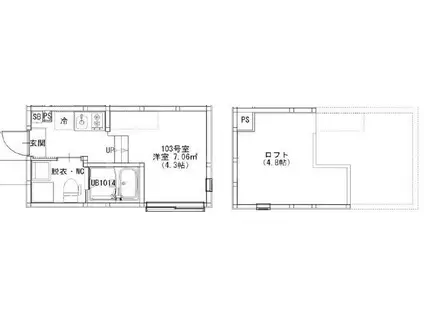 ハーモニーテラス北小岩XXII(1K/1階)の間取り写真