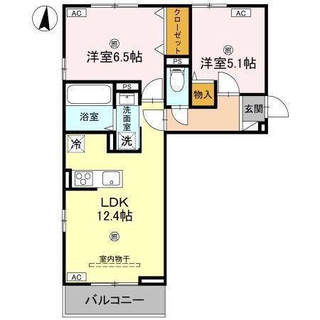 D-REGALO日光S(2LDK/2階)の間取り写真