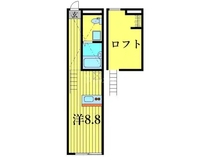 BELL SWEET 江戸川(ワンルーム/1階)の間取り写真