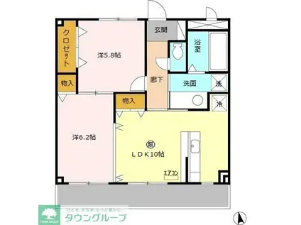 東武東上線 川越駅 徒歩18分 2階建 築18年(2LDK/1階)の間取り写真