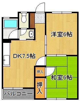メイプル宇佐町(2DK/3階)の間取り写真