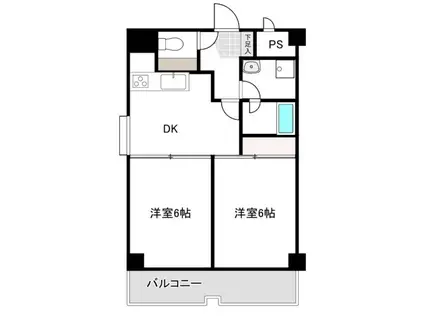 ライオンズマンション伊勢佐木町第2(2DK/4階)の間取り写真