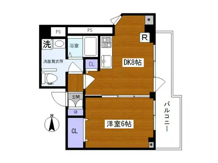 世田谷代田サンライズマンション(1DK/5階)の間取り写真