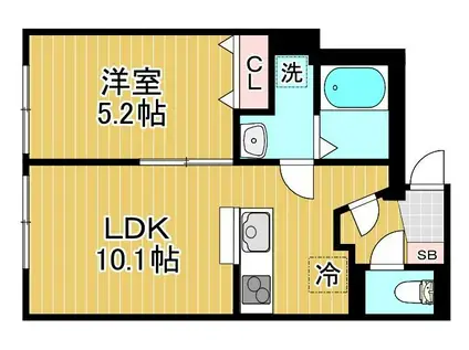 MONREVEII(1LDK/4階)の間取り写真