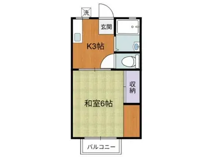 ハイムローゼ(1K/2階)の間取り写真