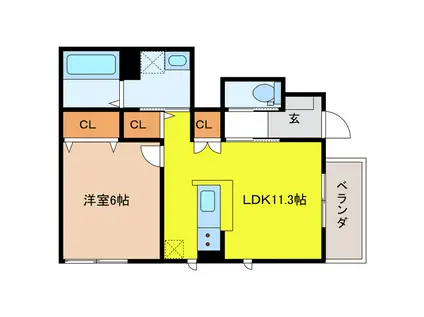 レクシアメゾンII(1LDK/1階)の間取り写真