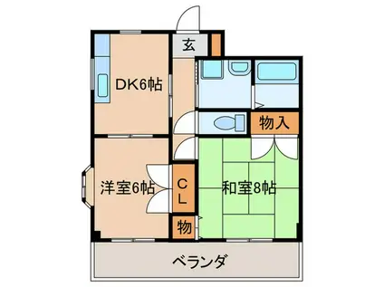 ドミール緑が丘(2DK/4階)の間取り写真