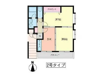 メゾン内田(2DK/1階)の間取り写真