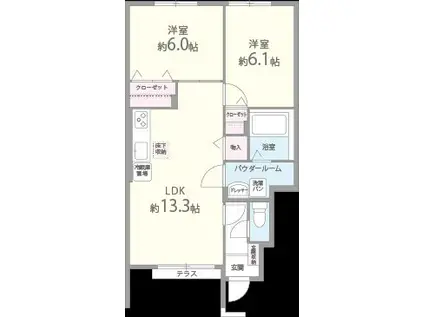 パルクエストI番館(2LDK/1階)の間取り写真