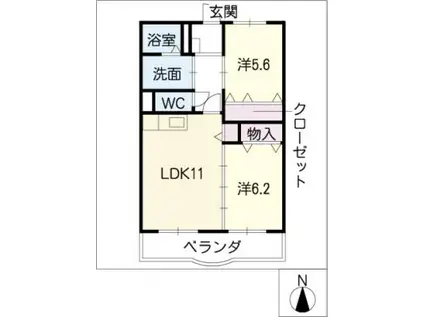 エミネンスM(2LDK/3階)の間取り写真
