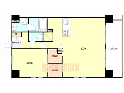 ワコーレ神戸元町I´Z(1LDK/6階)の間取り写真