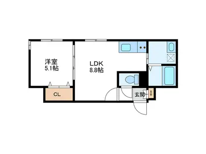 MONTEVERDI L・A モンテヴェルディエルエー(1LDK/4階)の間取り写真