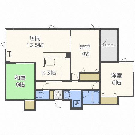 ルピナス宮の森(3LDK/2階)の間取り写真