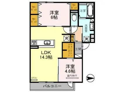MELLOW STAGE(2LDK/2階)の間取り写真
