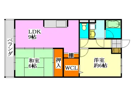 シャルマン津田沼(2DK/3階)の間取り写真