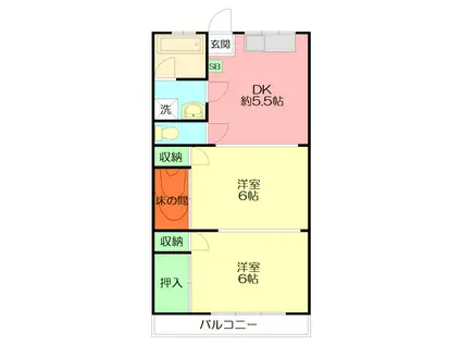 シーサイドコーポ(2K/1階)の間取り写真