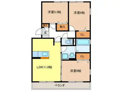 グランドマーニ(3LDK/1階)の間取り写真