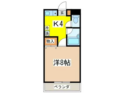 グローバル太田(1K/4階)の間取り写真