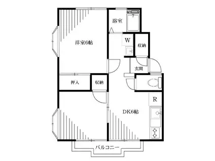 アザレアコーポ A棟(2DK/1階)の間取り写真