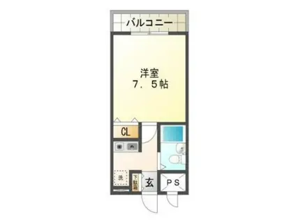 ベルトピア姫路I(1K/6階)の間取り写真