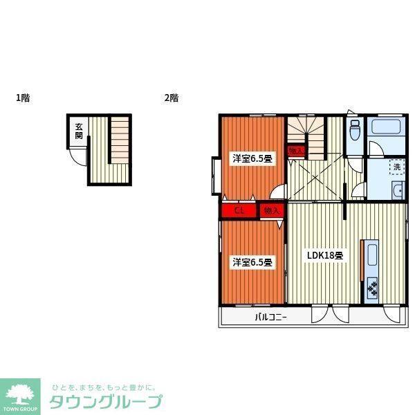 安行領根岸戸建(2LDK/2階)の間取り写真