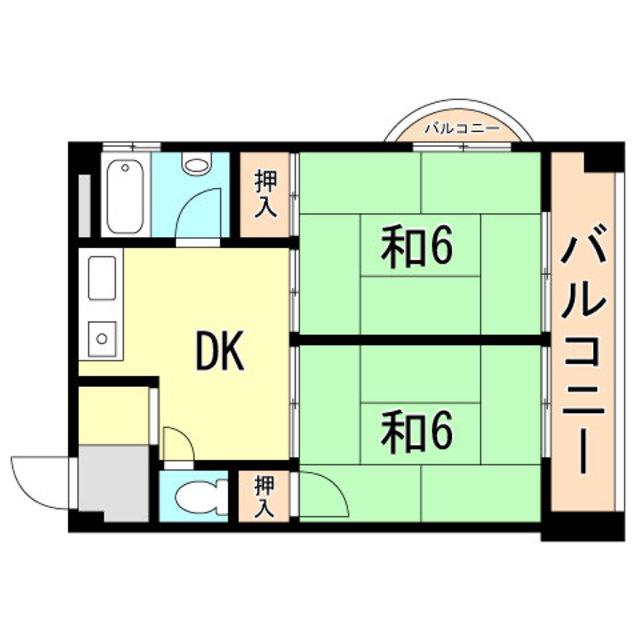 三葉ハイツ(2DK/4階)の間取り写真