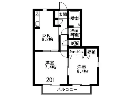 シャーメゾン TORII(2DK/2階)の間取り写真