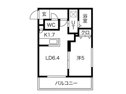 EーTOWN平岸(1LDK/4階)の間取り写真