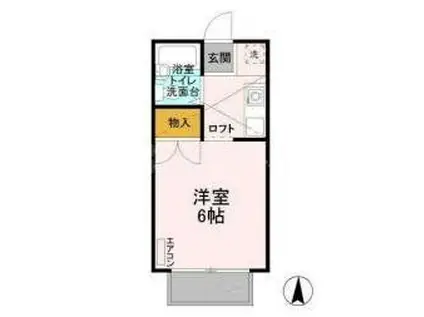 グリーンプラザB(ワンルーム/2階)の間取り写真