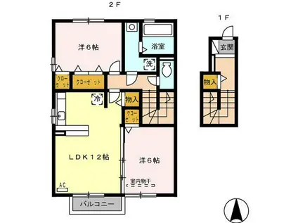 エントピアA棟(2LDK/2階)の間取り写真