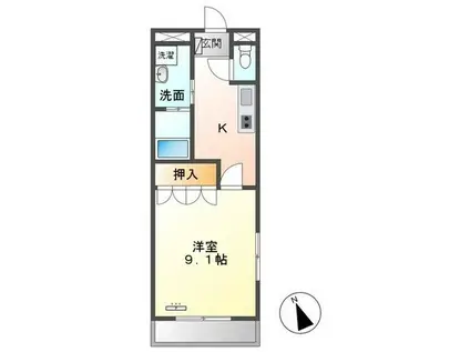 ピアリィ ヒルズ(1K/1階)の間取り写真