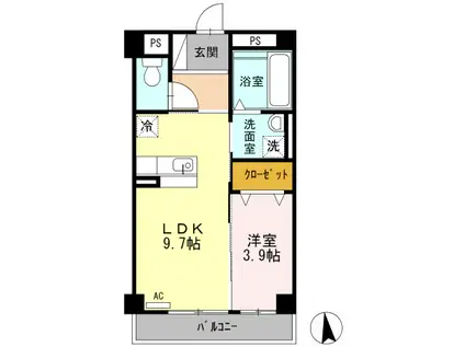 ノールラガール相木(1LDK/2階)の間取り写真