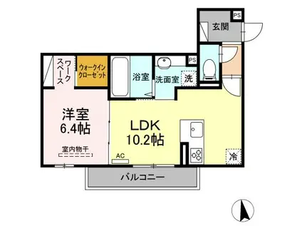ＪＲ山陽本線 新白島駅(ＪＲ) 徒歩2分 3階建 築3年(1LDK/2階)の間取り写真