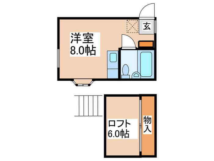 ホワイトハウス日野(ワンルーム/2階)の間取り写真