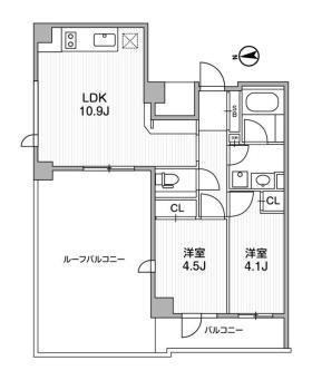 LIGHTHOUSE中馬込(2LDK/4階)の間取り写真