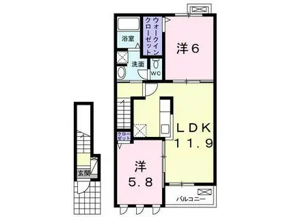 山陽電鉄網干線 平松駅 徒歩3分 2階建 築8年(2LDK/2階)の間取り写真