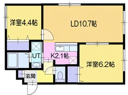 ラドゥースヴィ(2LDK/2階)の間取り写真
