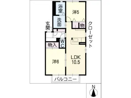 プレミール21(2LDK/1階)の間取り写真