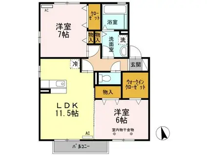 トータスC(2LDK/2階)の間取り写真