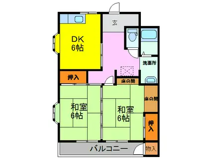 コーポ穂喜I(2DK/1階)の間取り写真