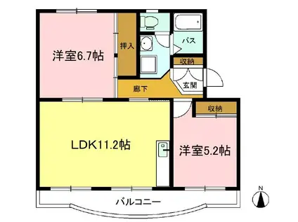 サンハイム(2LDK/2階)の間取り写真