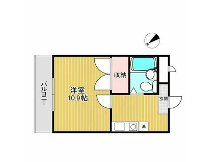 第2プリベール(1K/3階)の間取り写真